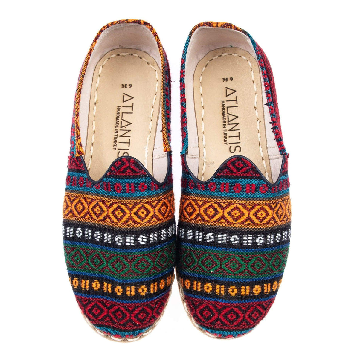 Women's Burgundy Kilim Slip On Shoes from Atlantis Handmade Shoes