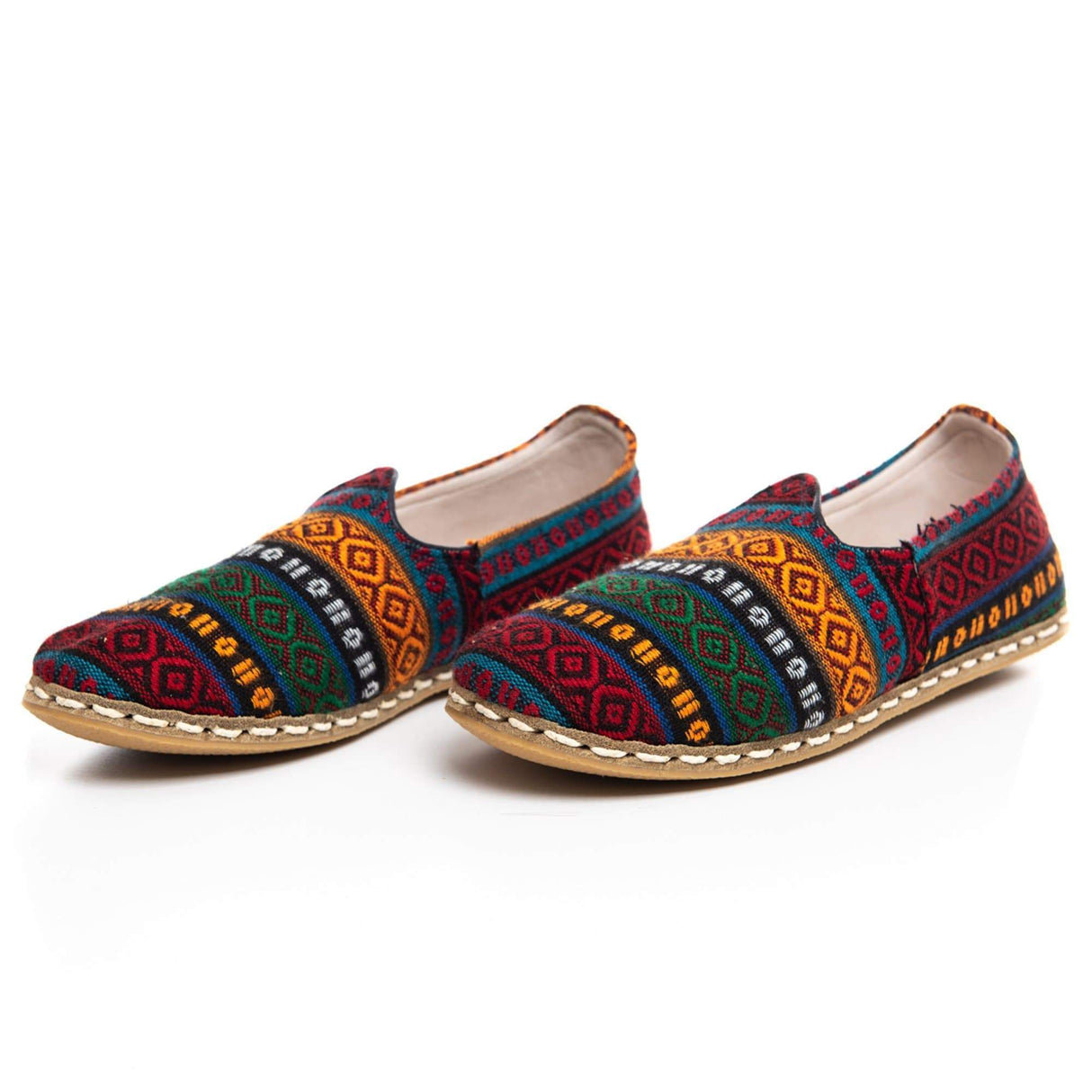 Women's Burgundy Kilim Slip On Shoes from Atlantis Handmade Shoes