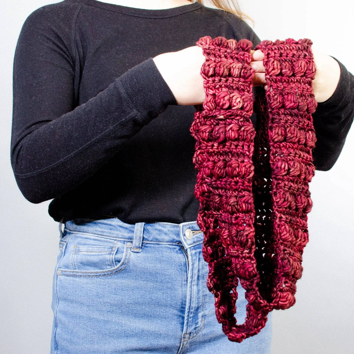 Burst My Bobble Infinity Scarf Crochet Pattern from Darn Good Yarn