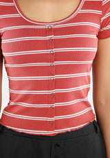 Button Up Striped Casual Top from London Rag International