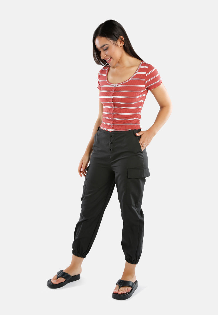 Button Up Striped Casual Top from London Rag International