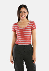 Button Up Striped Casual Top from London Rag International