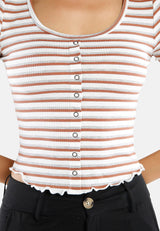 Button Up Striped Casual Top from London Rag International
