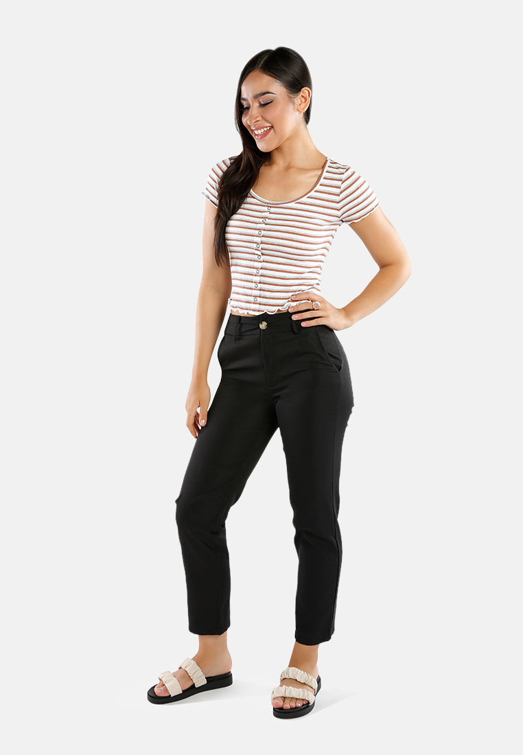 Button Up Striped Casual Top from London Rag International