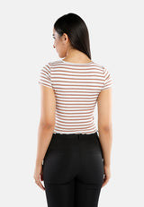 Button Up Striped Casual Top from London Rag International