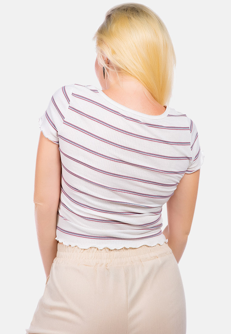 Button Up Striped Casual Top from London Rag International