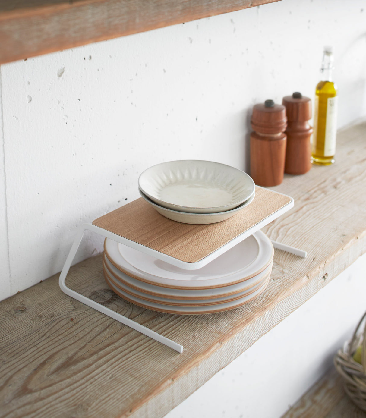 Dish Riser - 2 Sizes - Steel + Wood from Yamazaki Home