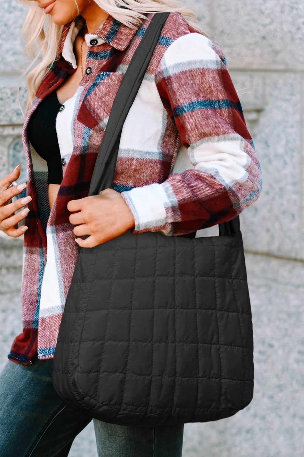 Kylie Quilted Zipper Tote Bag From Threaded Pear
