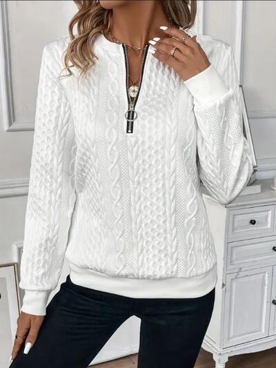Texture Half Zip Long Sleeve Sweatshirt from Enfance-Heureuse