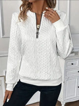Texture Half Zip Long Sleeve Sweatshirt from Enfance-Heureuse