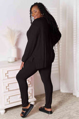 Basic Bae Full Size V-Neck Soft Rayon Long Sleeve Top and Pants Lounge Set from Enfance-Heureuse