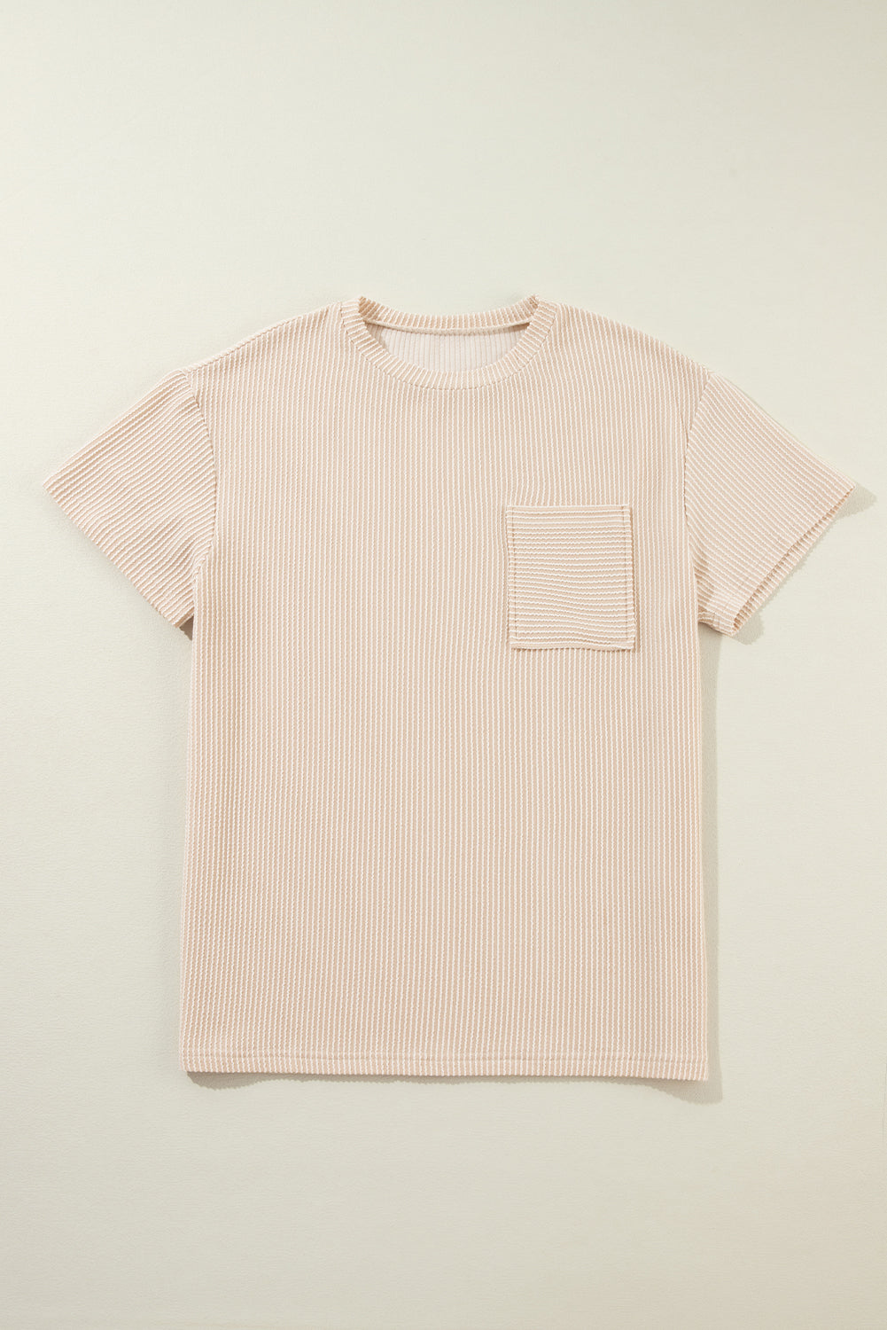 Beige Corded Knit Pocketed Loose Fit T Shirt from MsDressly