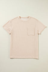Beige Corded Knit Pocketed Loose Fit T Shirt from MsDressly