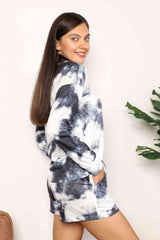 Shiny Tie-Dye Round Neck Top and Shorts Lounge Set from Enfance-Heureuse