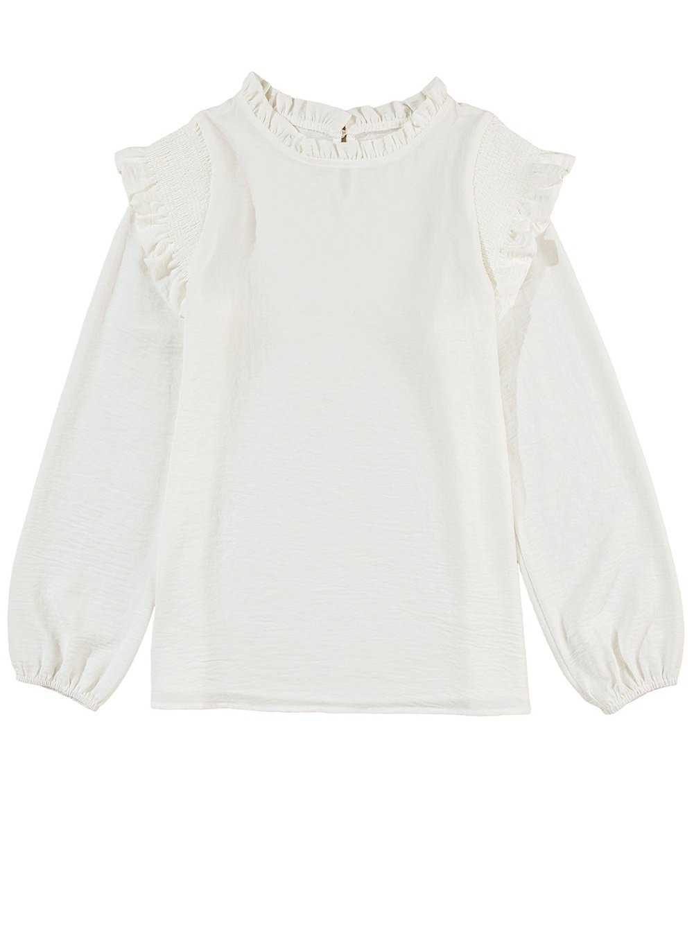 Alluring White Ruffle Blouse from MsDressly