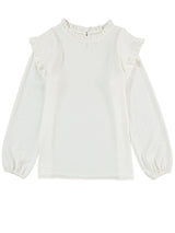 Alluring White Ruffle Blouse from MsDressly