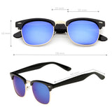 Classic Square Colored Mirrored Lens Horn Rimmed Sunglasses C772 from zeroUV