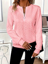 Texture Half Zip Long Sleeve Sweatshirt from Enfance-Heureuse