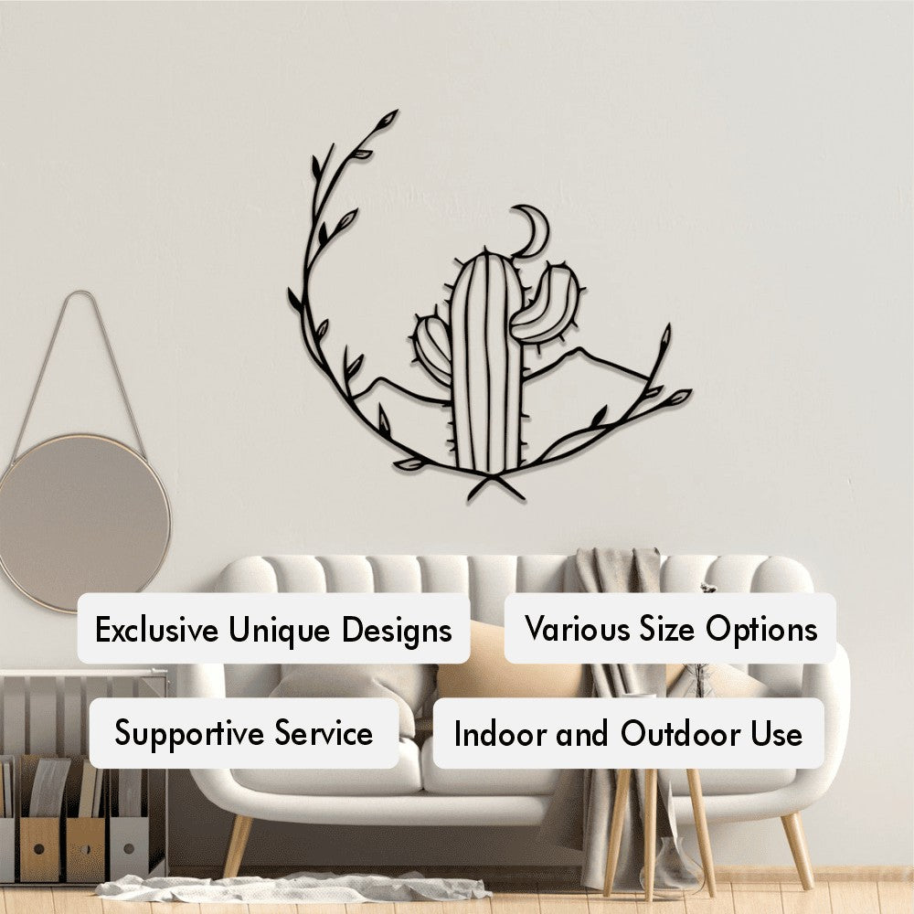 Cactus and Moon Metal Wall Decor from VITAHOME DESIGN LLC