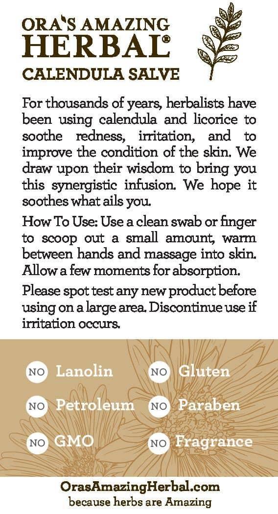 Calendula Salve, Coconut Free Salve with Licorice Root from Ora's Amazing Herbal