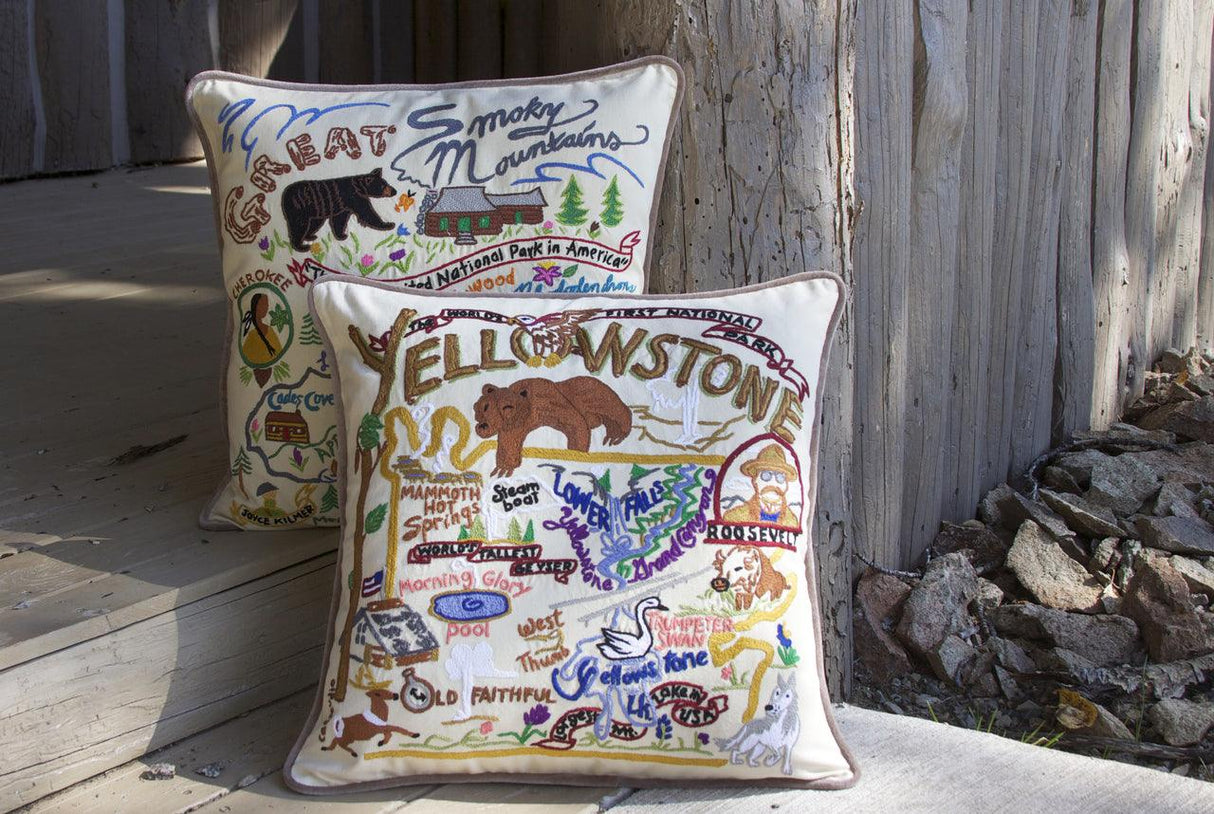 California Hand-Embroidered Pillow from Quirks!