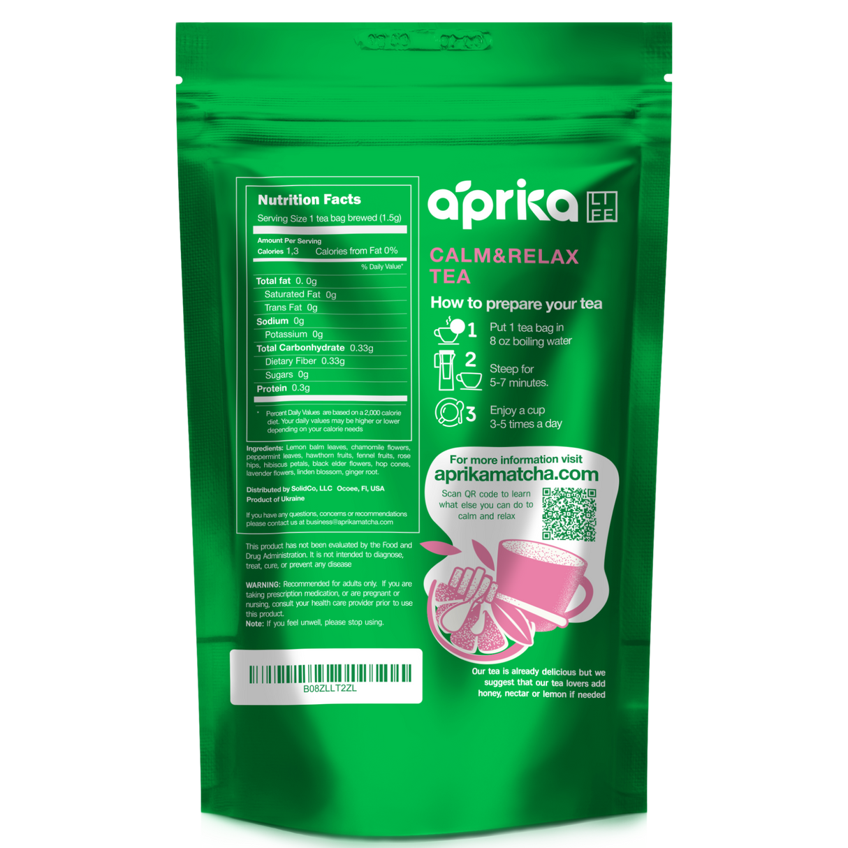 Calm and Relax Herbal Tea, 60 Bags from Aprika Life