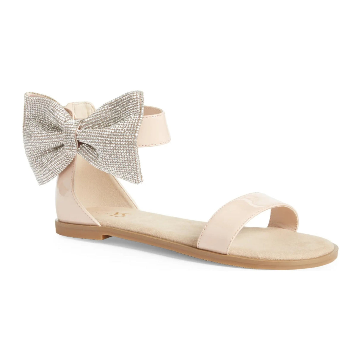 Miss Cambelle Crystal Bow Sandal in Blush Patent - Kids From Yosi Samra