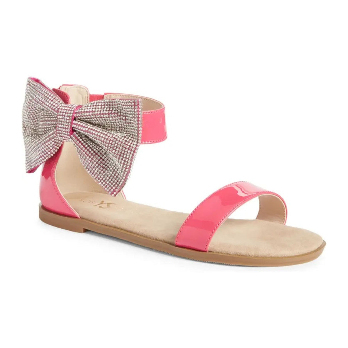 Miss Cambelle Crystal Bow Sandal in Hot Pink Patent - Kids From Yosi Samra