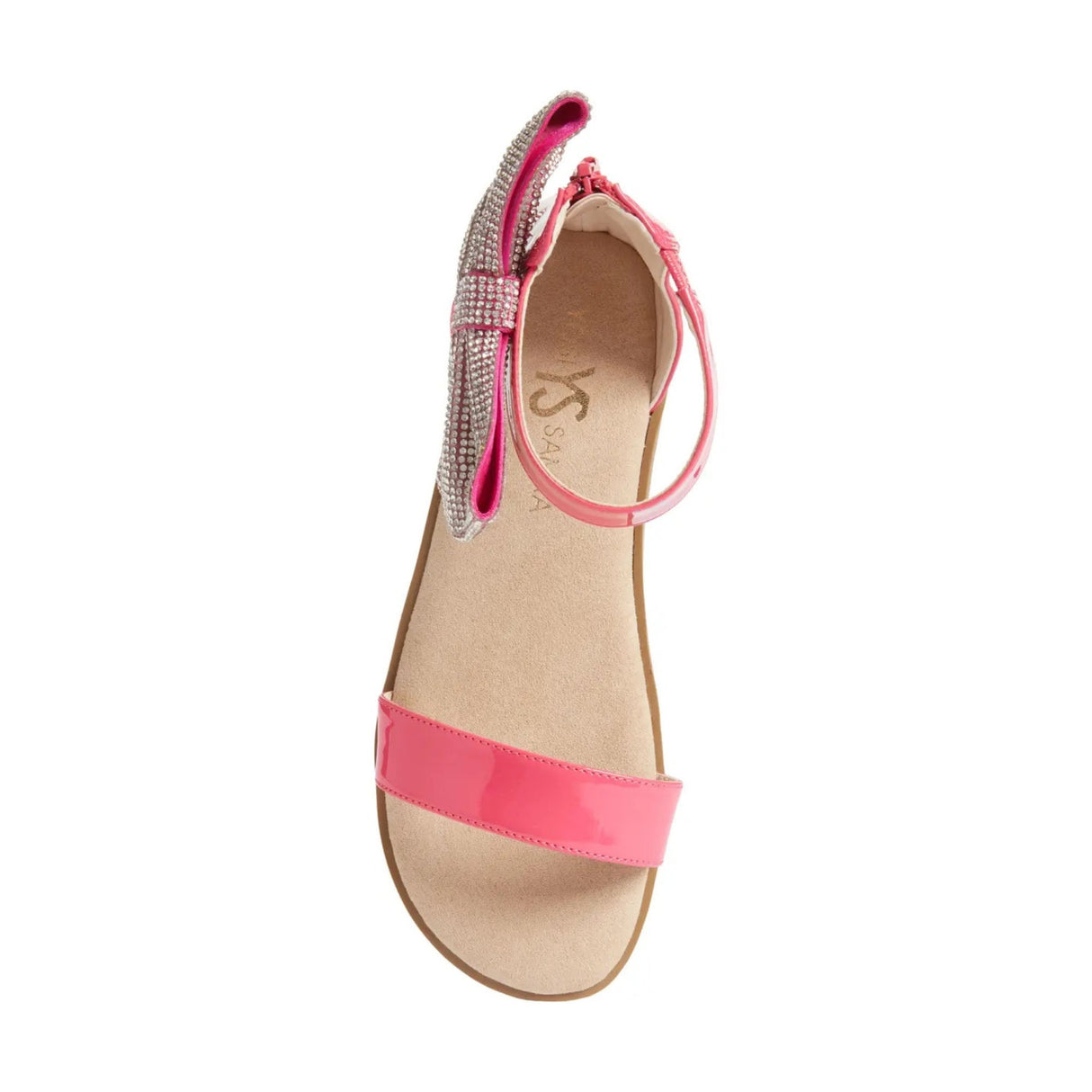 Miss Cambelle Crystal Bow Sandal in Hot Pink Patent - Kids From Yosi Samra