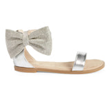 Miss Cambelle Crystal Bow Sandal in Silver - Kids from Yosi Samra