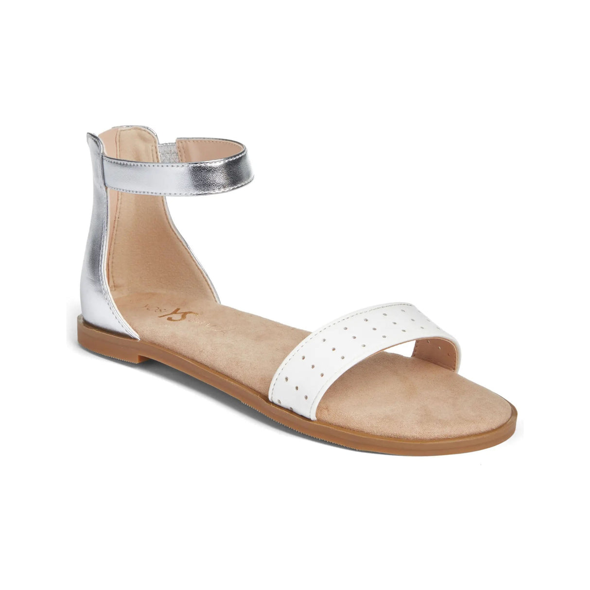 Miss Cambelle Sandal in White & Silver - Kids From Yosi Samra