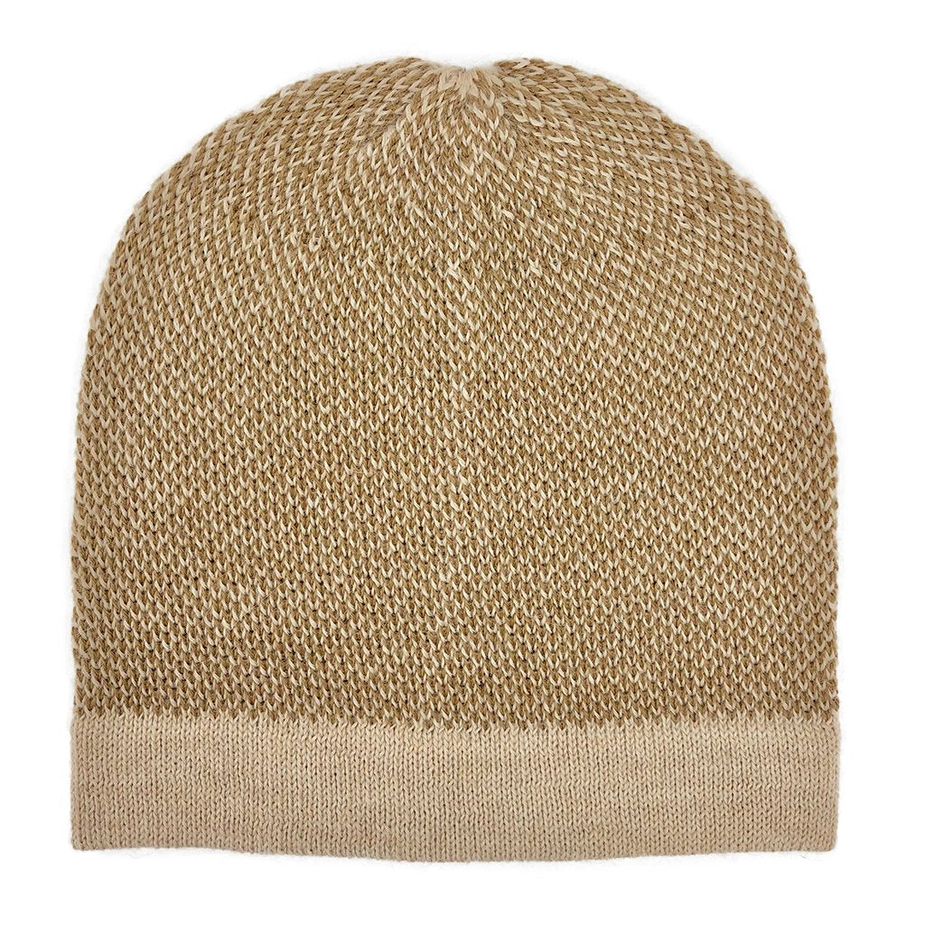Camel Interwoven Alpaca Beanie from SLATE + SALT