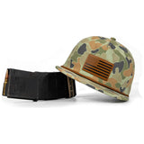 American Flag Leather Patch Crushable Rope Snapback Hat from Combat Iron Apparel