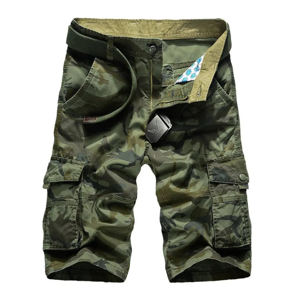 Military Camouflage Denim Cargo Shorts Strap from Kawaii Stop