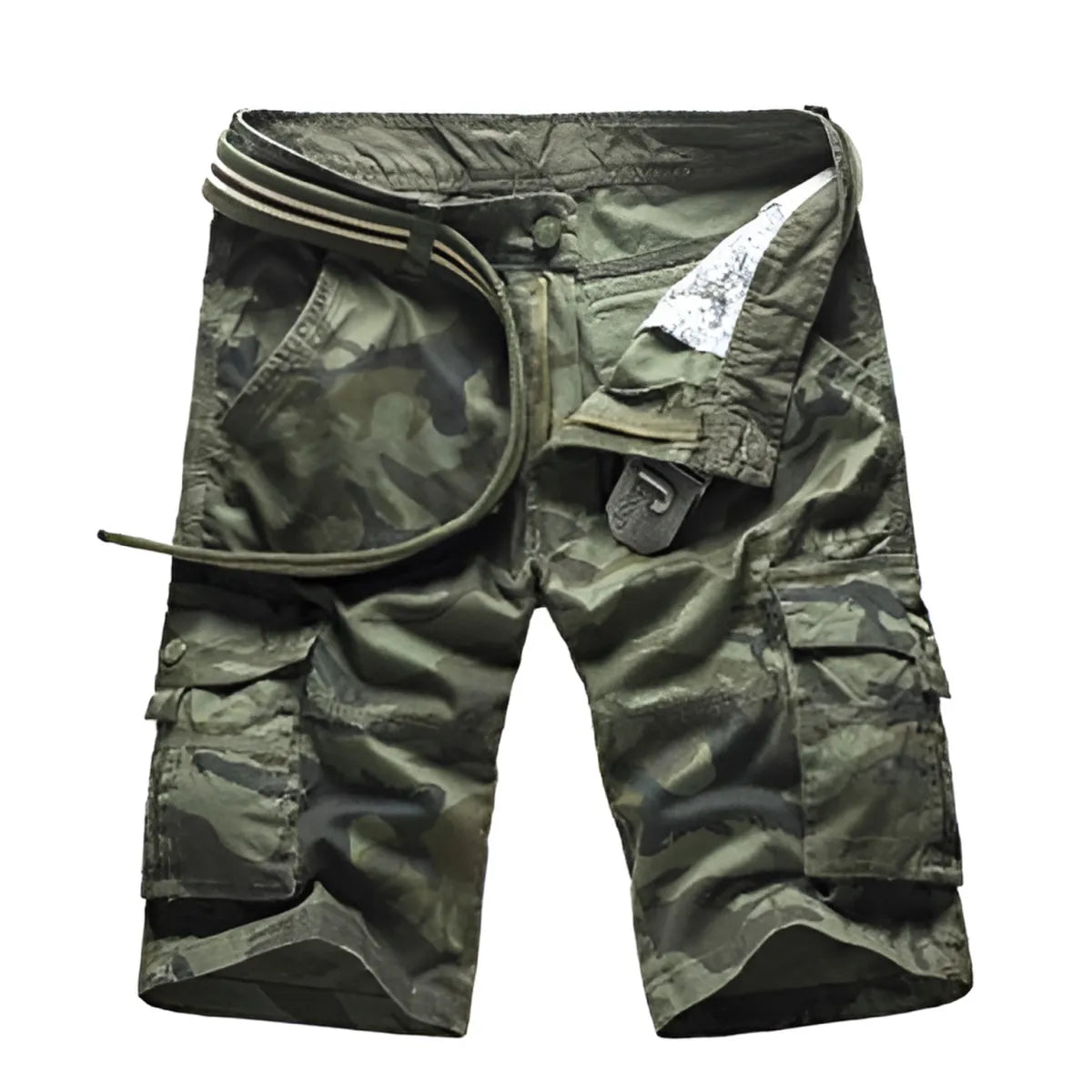 Military Camouflage Denim Cargo Shorts Strap from Kawaii Stop