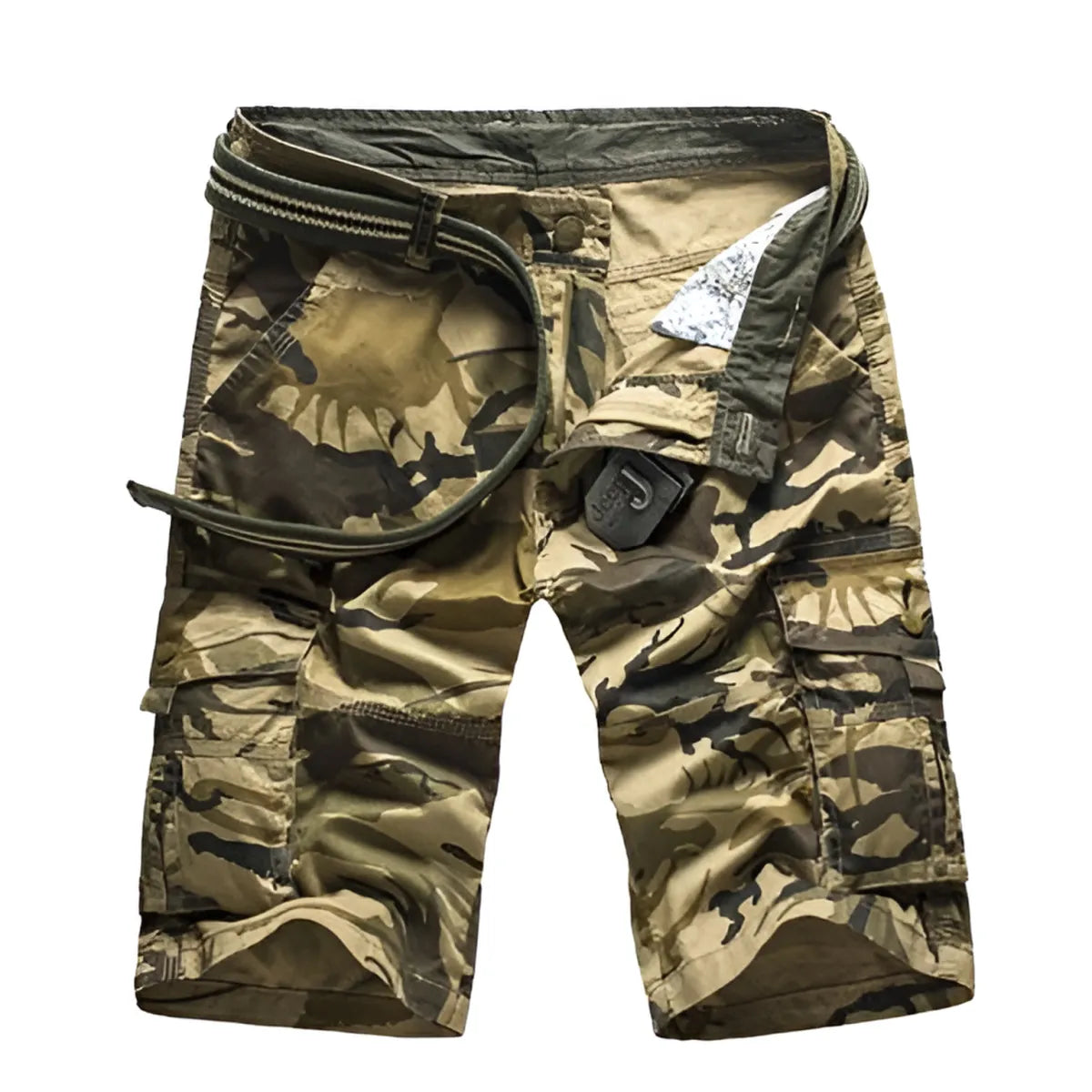Military Camouflage Denim Cargo Shorts Strap from Kawaii Stop