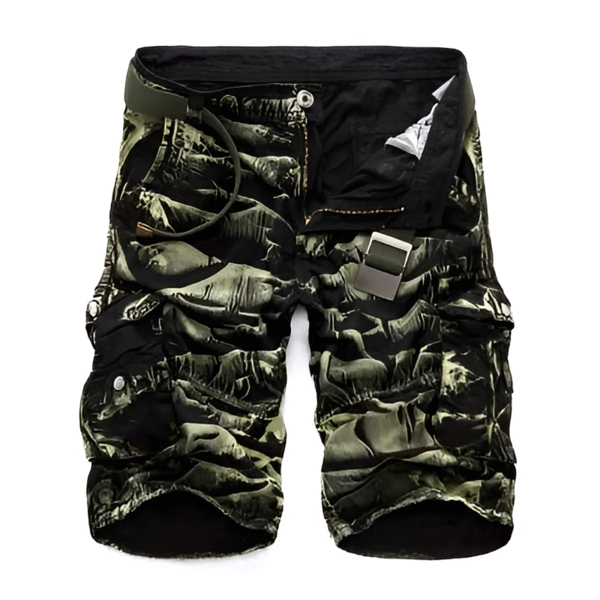 Military Camouflage Denim Cargo Shorts Strap from Kawaii Stop
