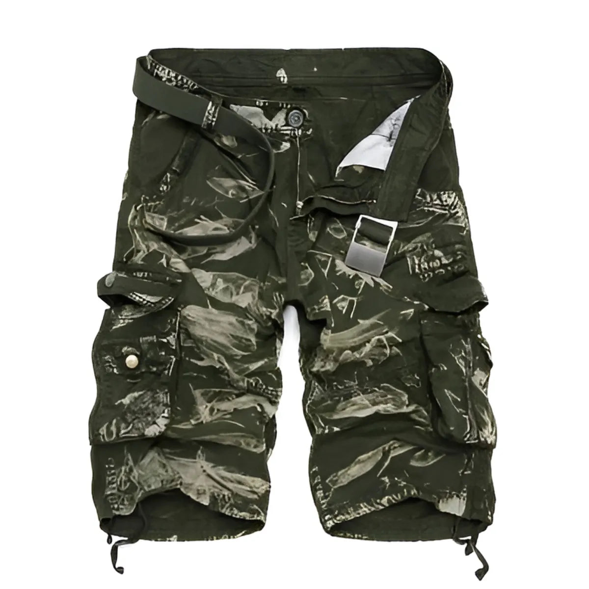 Military Camouflage Denim Cargo Shorts Strap from Kawaii Stop