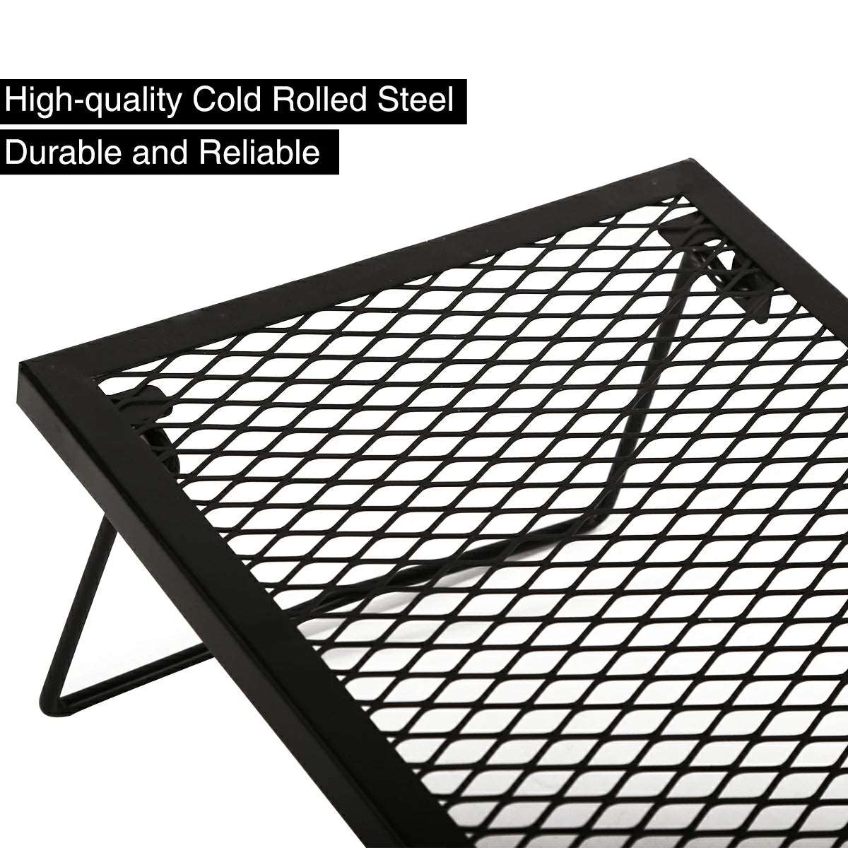 Portable Heavy Duty Folding Steel Campfire Grill Grate for Outdoor Cooking, Black From Redcamp