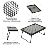 Portable Heavy Duty Folding Steel Campfire Grill Grate for Outdoor Cooking, Black From Redcamp