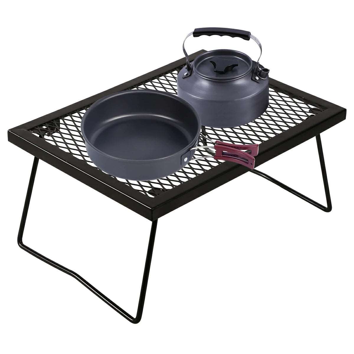 Portable Heavy Duty Folding Steel Campfire Grill Grate for Outdoor Cooking, Black From Redcamp
