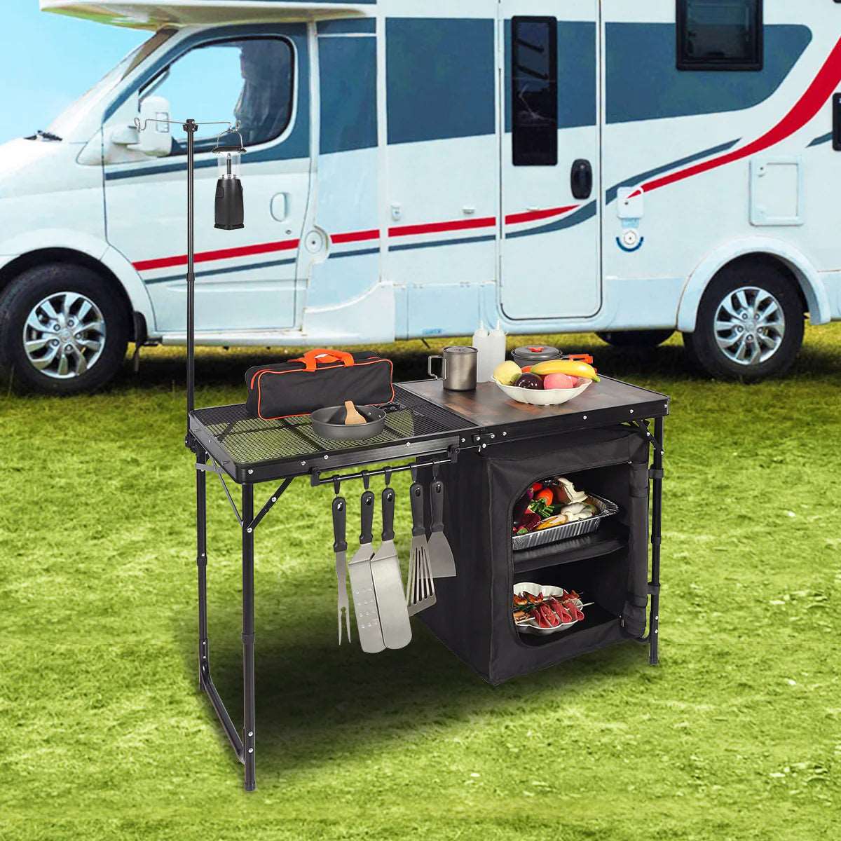 Portable Camping Kitchen Table with Storage Organizer for Outdoor From Redcamp