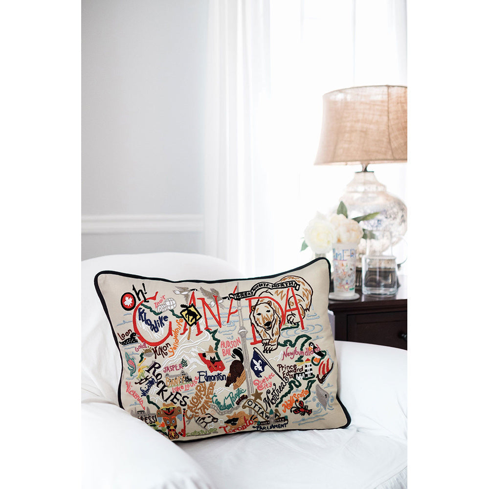 Canada Hand-Embroidered Pillow from Quirks!
