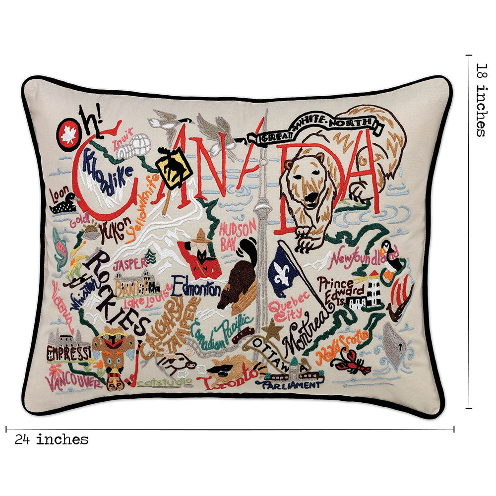 Canada Hand-Embroidered Pillow from Quirks!