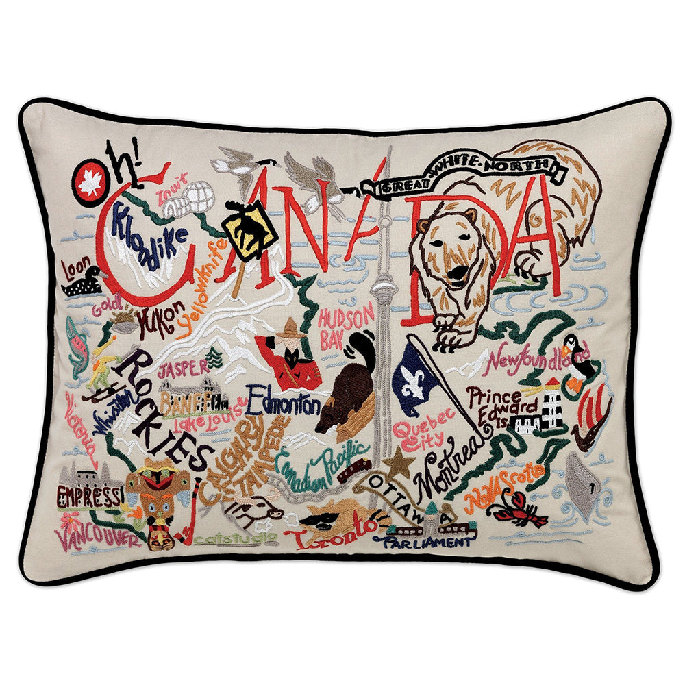 Canada Hand-Embroidered Pillow from Quirks!