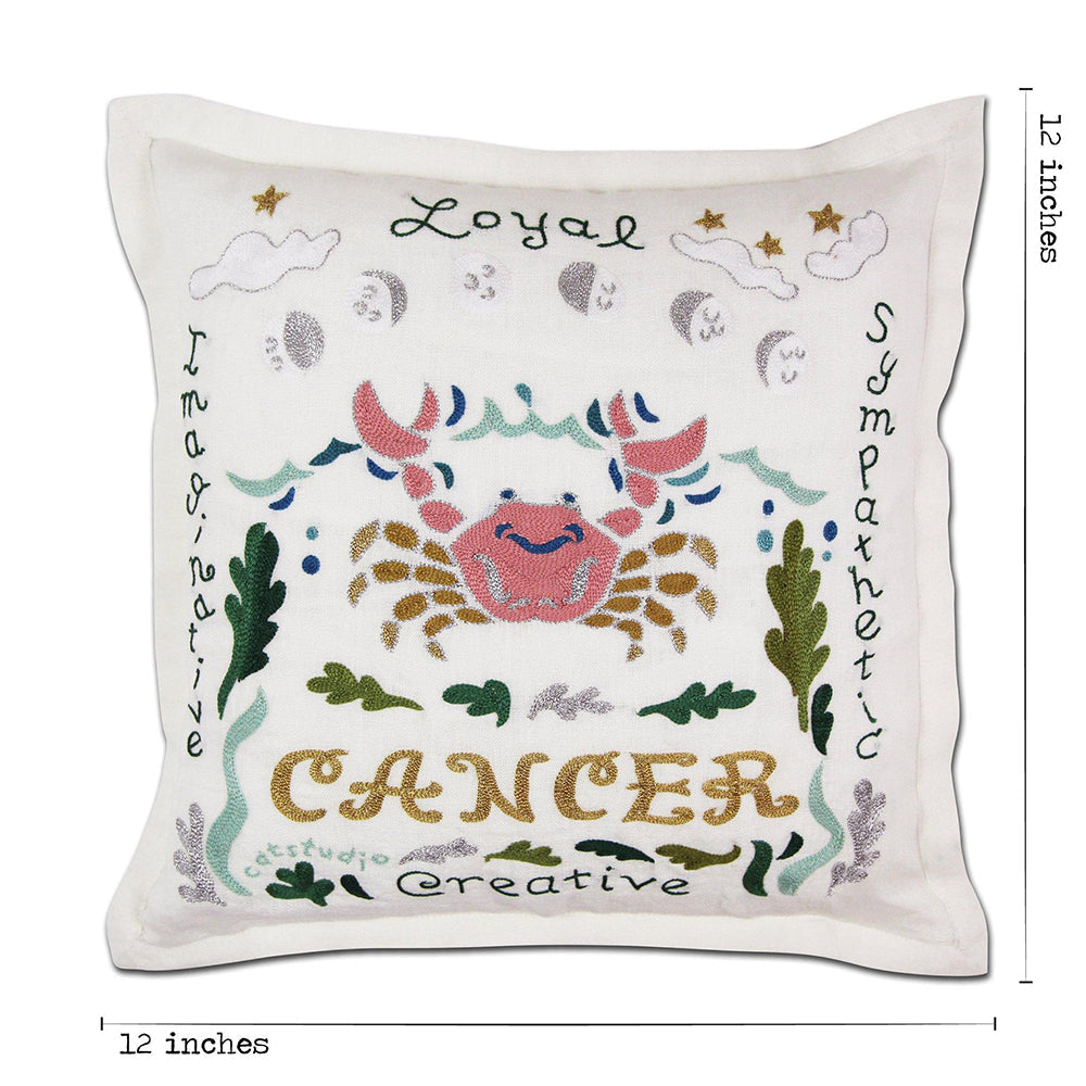 Cancer Astrology Hand-Embroidered Pillow by Cat Studio from Quirks!