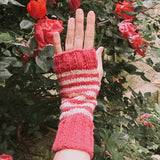 Candy Stripe Fingerless Mitts Knitting Pattern from Darn Good Yarn