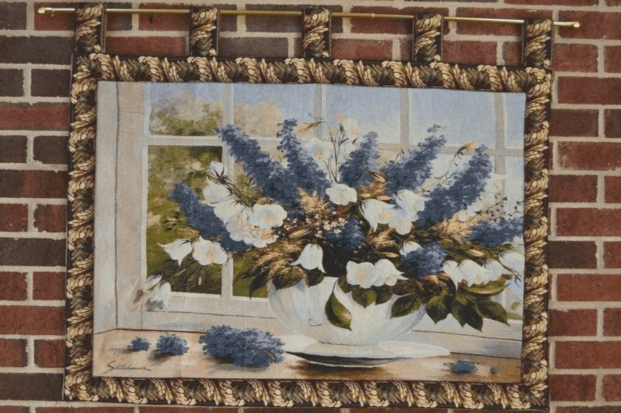 Tache Larkspur Tapestry Sunlight Radiance Blue Floral Wall Hanging Art 33 x 24 (13018) from Tache Home Fashion