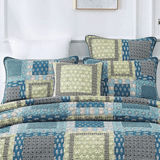 Tache Cotton Patchwork Teal Blue Green Paisley Bohemian Ocean Euro Sham (JHW-888)