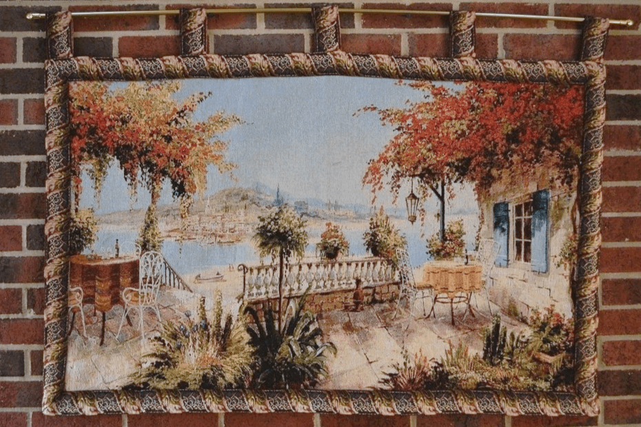 Tache Tapestry Summer Ocean View Coastal Table for Two Wall Hanging Art 28 x 47 (13571B) from Tache Home Fashion